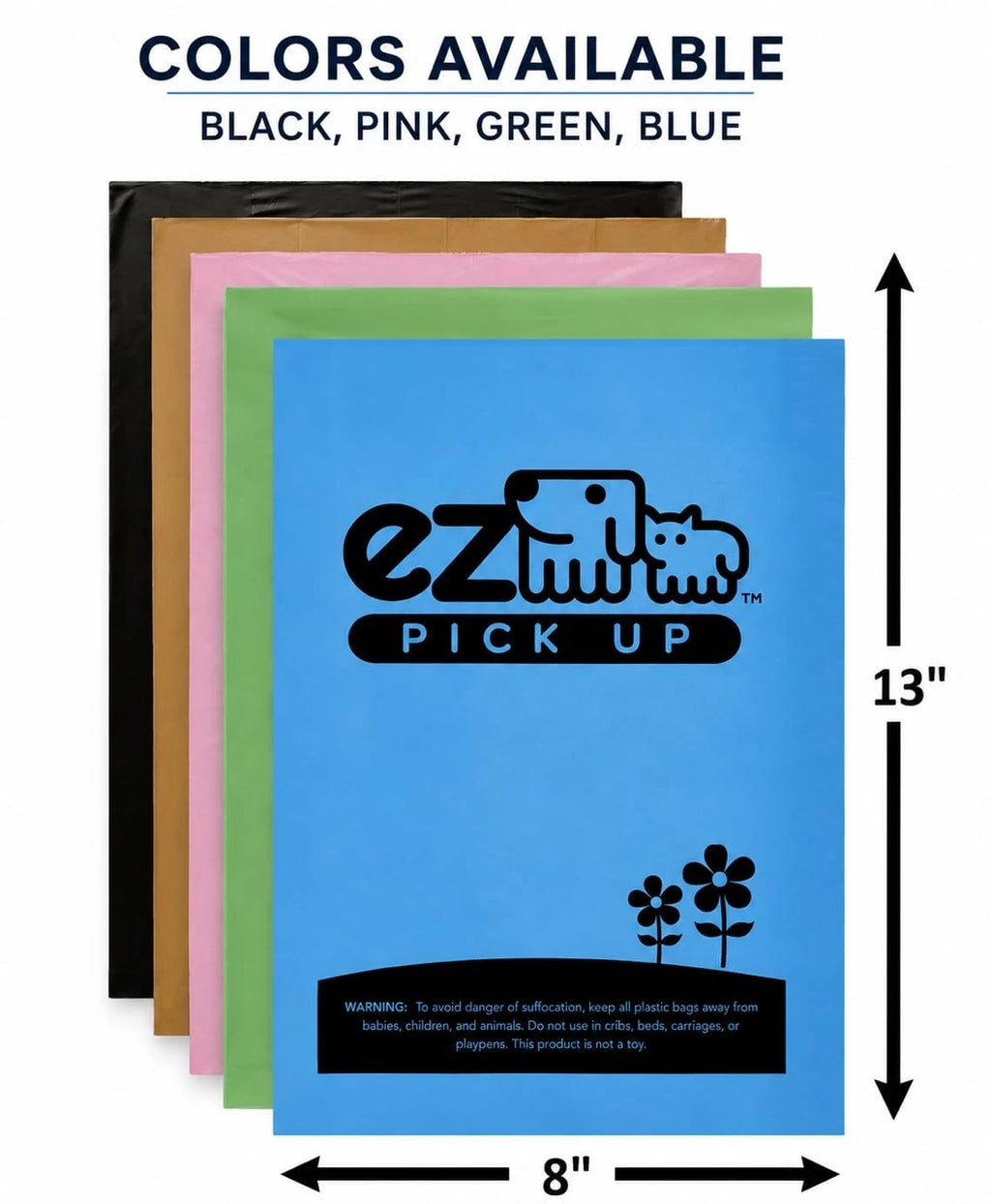 1000 Pet Waste Disposal Dog Poop Bags, EZ Pickup Bags Green (Single roll, not on