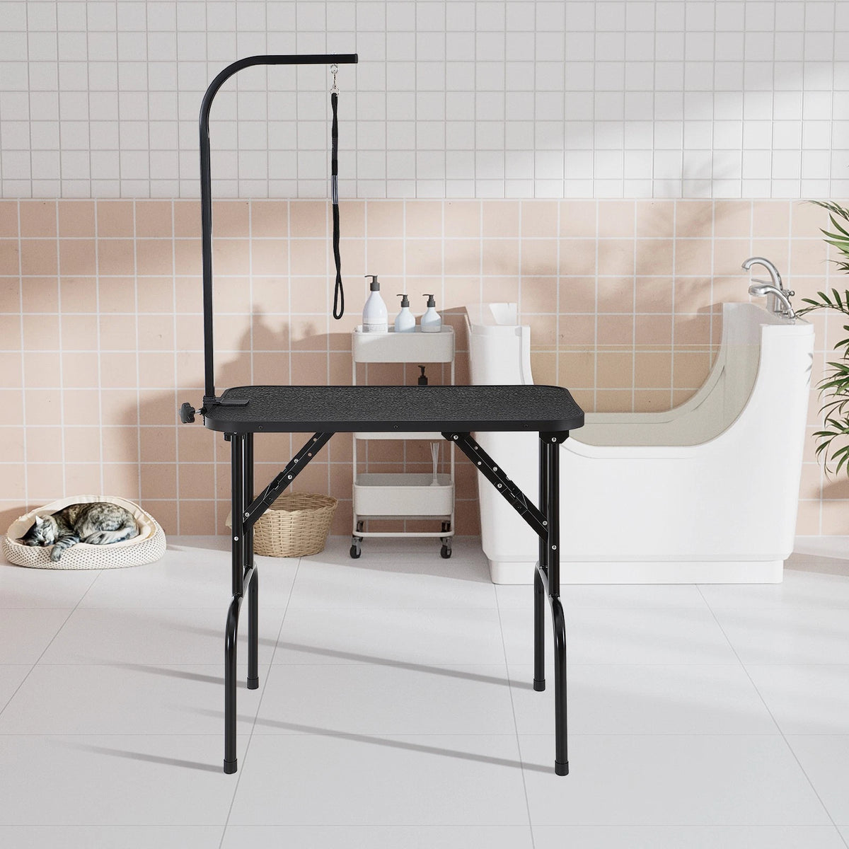 Uimoso Pet Dog Cat Grooming Table Arm with Clamp 32'' Foldable Adjustable Height