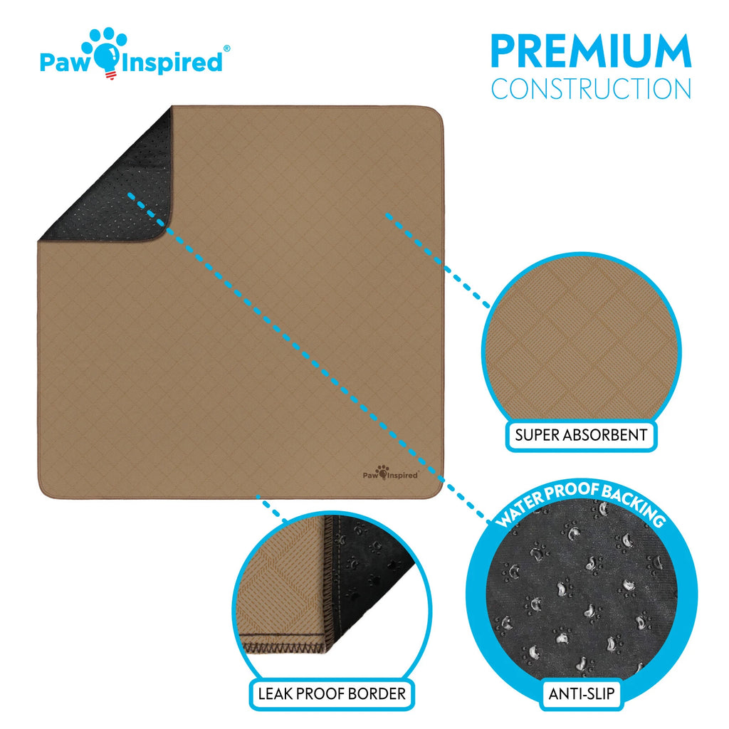Paw Inspired Washable Dog Pads, Reusable Puppy Pee Wee Training Pads Extra Large
