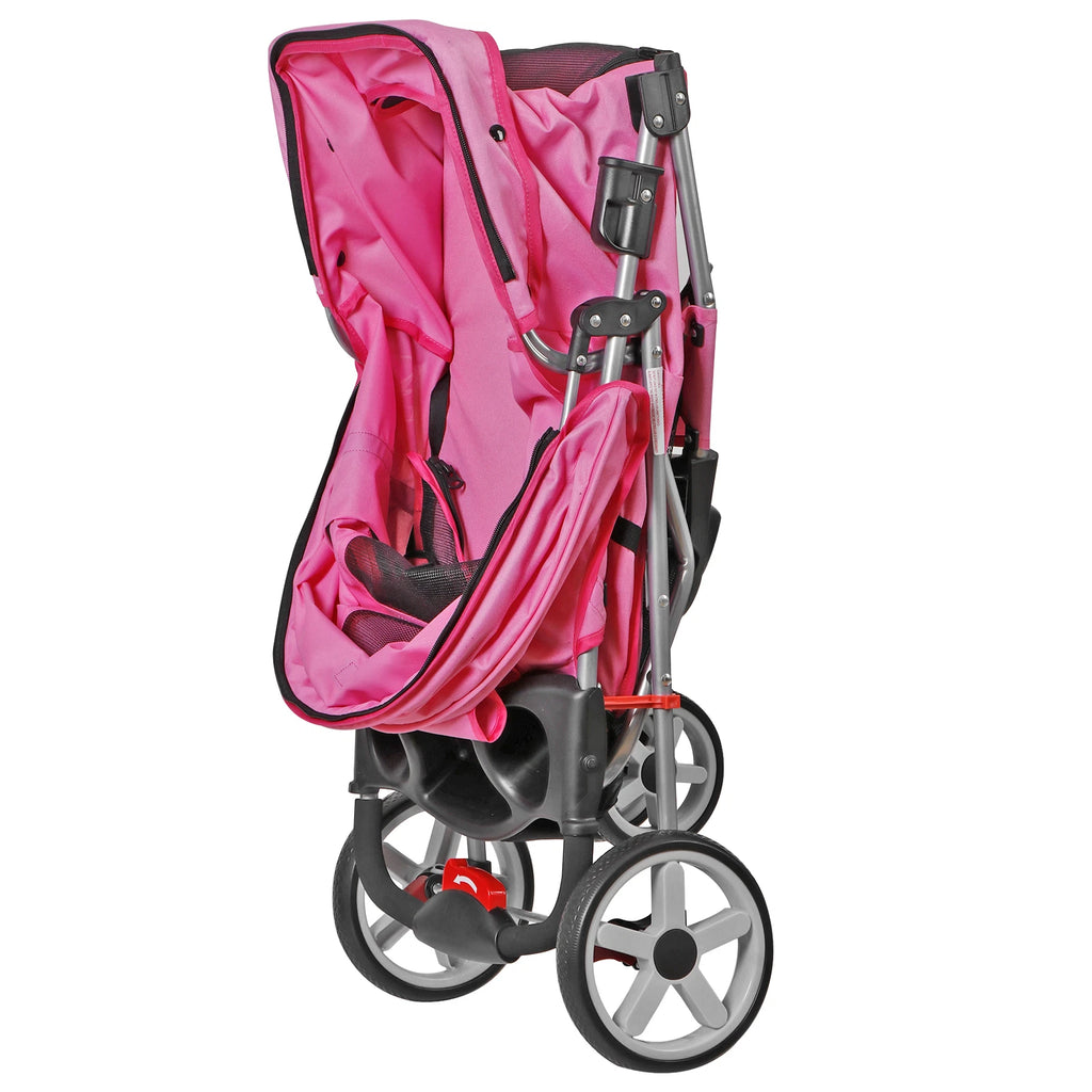 Dog Stroller 3/4-Wheels w/Storage Basket & Cup Holder Foldable Cat Pet Stroller
