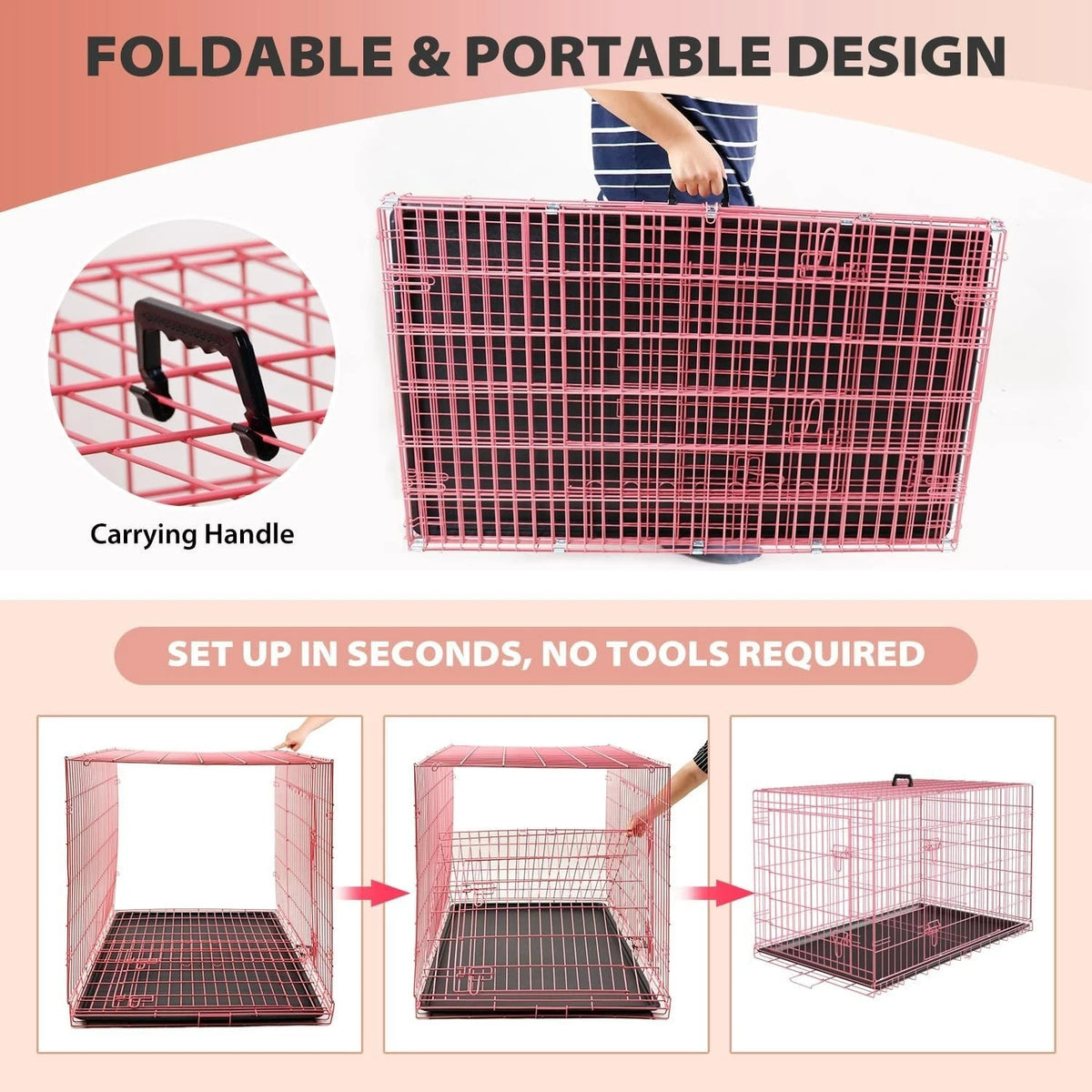 18,24,30,36,42,48 Inch Dog Crates for Large Dogs Folding Mental Wire Dog Kennels