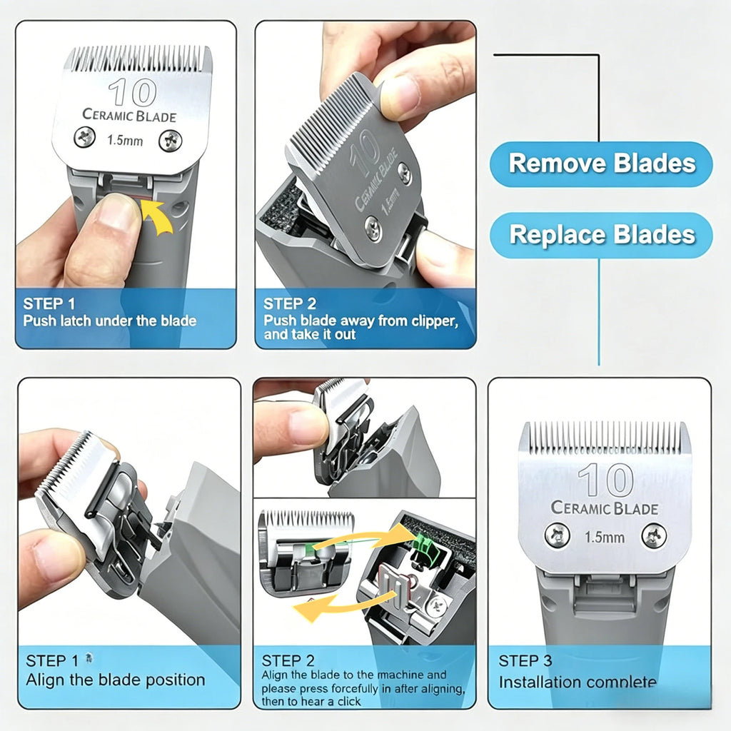 Detachable Pet Dog Grooming Ceramic Blades for Andis Oster Wahl KM10 Series