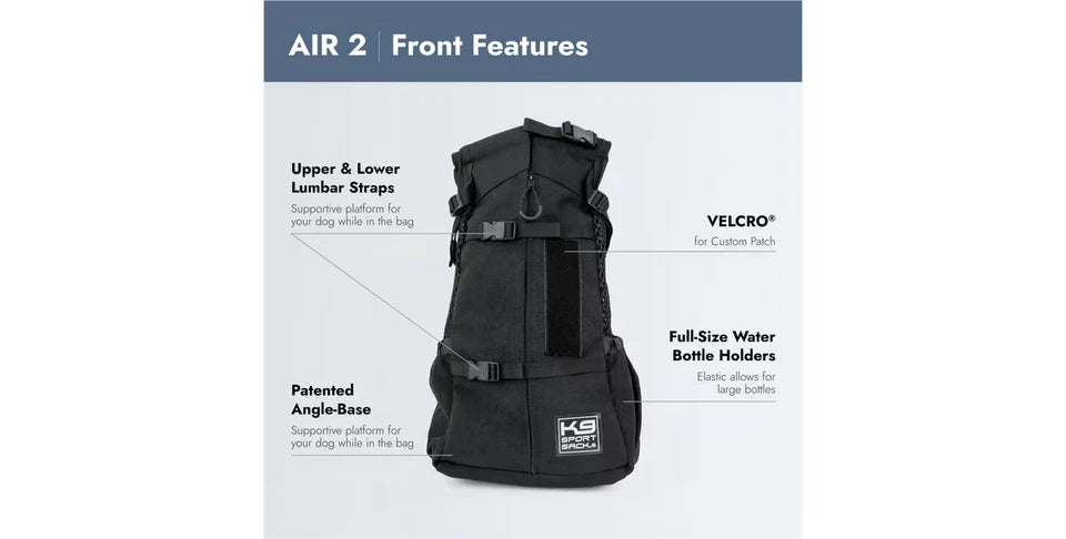 K9 Sport Sack Air 2 Dog Carrier Backpack - Charcoal Grey - LARGE