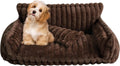 Deep Brown Dog Sofa Fluffy Cat Beds w/ Removable Washable Cover for Dogs & Cats