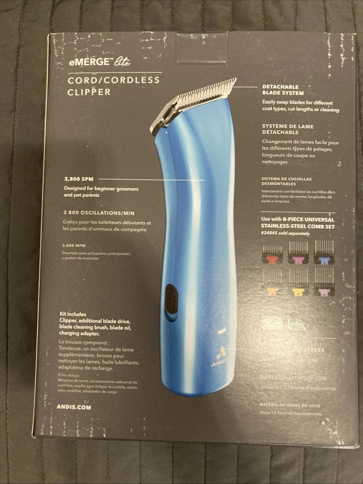 Andis eMERGE Lite AGR3 Cordless Clipper Professional Hair Grooming Tool, Blue T1