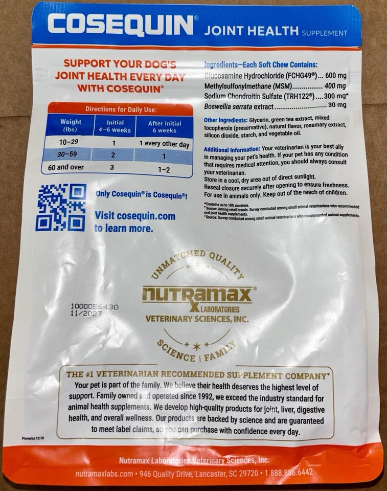 Nutramax Cosequin 2pk Joint Health Supplement 240 Soft Chews All Dogs Dasuquin