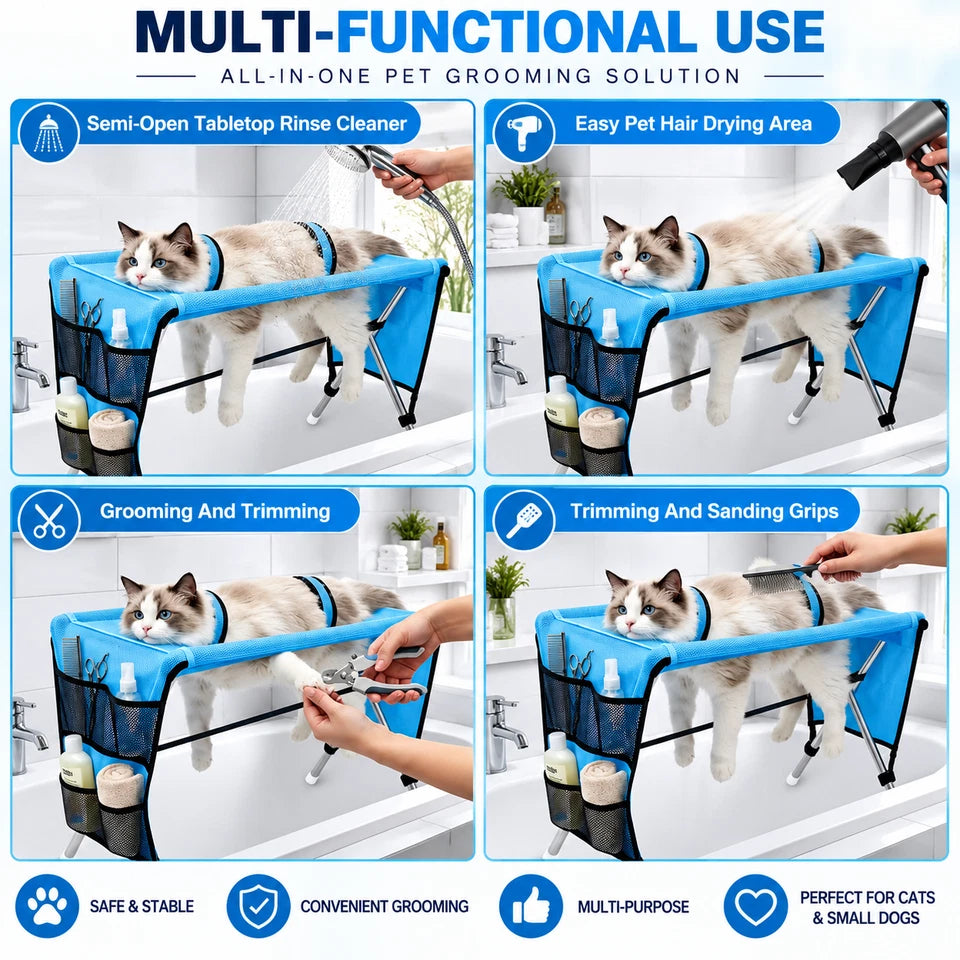 Pet Grooming Hammock Foldable Stand for Cats & Dogs